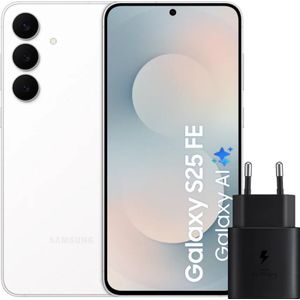 Samsung Galaxy S25 FE 256GB Wit 5G + Samsung Oplader 25 Watt Zwart