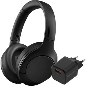 Philips TAH8506 Zwart + BlueBuilt Quick Charge Oplader met Usb A Poort 18W Zwart