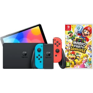 Nintendo Switch OLED - Gameconsole - Blauw/Rood - Met Mario Party Jamboree
