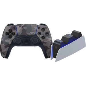 Sony - PlayStation 5 DualSense - Draadloze Controller - Grey Camo - Inclusief Oplaadstation