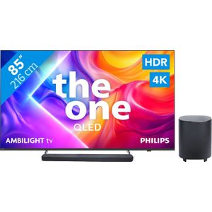 Philips Ambilight 85" PUS9000 QLED 4K (2025) + JBL Bar 800 M2 Zwart