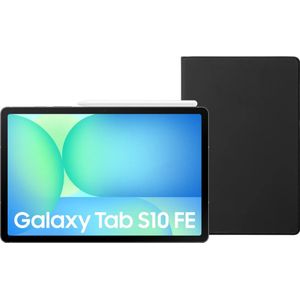 Samsung Galaxy Tab S10 FE 10,9 inch 128GB Wifi en 5G Grijs + BlueBuilt Book Case Zwart
