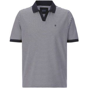 TOSCARELLI - TOSCARELLI - Poloshirt - Wit Blauw - Maritieme Look, V-hals, Polokraag