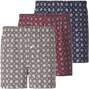 Boxershorts, set van 3 LUNETTO donkerblauw rood beige