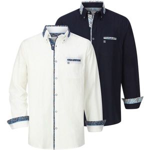 Overhemden, set van 2 MATIAS wit donkerblauw