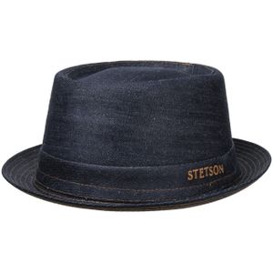 Sustainable Pork Pie Denim Hoed by Stetson Stoffen hoeden