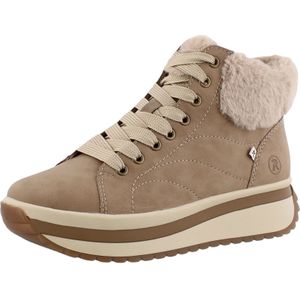 Wedge Sneakers - Lichtbeige - Faux-Bont Kraag - Ritssluiting - Vetersluiting