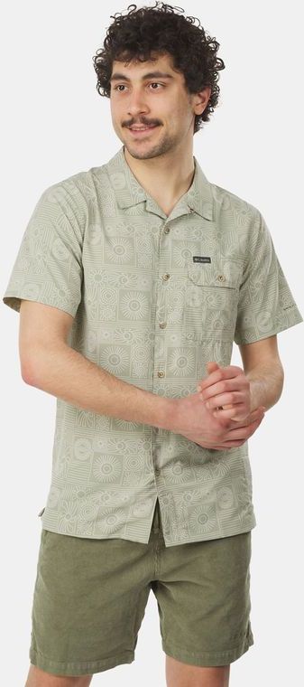 Columbia - Tech Trail Utility Printed Woven - T-shirt - Blauw - Katoen