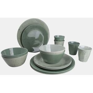 Bo-Camp Servies - Campingbord - 100% Melamine - 16 delig - Mix & Match - Groen