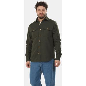 Buitenmens - Flannel Melton Shirt - Heren - Groen - 70% Gerecycled Wol