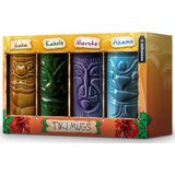 MikaMax Tiki Mugs - Cocktail Glazen - Hawaii – Cocktail Set - Mok - Keramiek- Set van 4 - Vaatwasser bestendig - 330ML