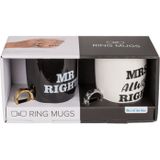 Mr Right & Mrs Always Right with ring-Handle - Ceramic mug - ca 10 x 9 cm - Giftbox