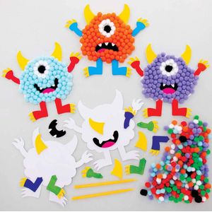 Monster  Pom Pom knutsel sets  (5 stuks) Halloween Knutselen