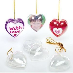 Doorzichtige hartvorm kerstballen van plastic (12 stuks) Valentijnsdag Kunst & Ambacht