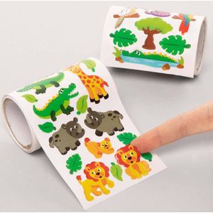 Jungledieren Stickerrollen voordeelpakket  (600 stuks) Accessoires knutselen