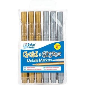 Goud- en zilverkleurige metallic stiften. (6 stuks) Schrijfwaren