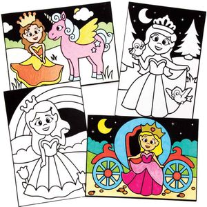 Inkleurbare prinsessen met Fluweel  (10 stuks) Knutselset