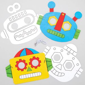 Inkleurbare Robot Maskers (8 stuks) Knutselset