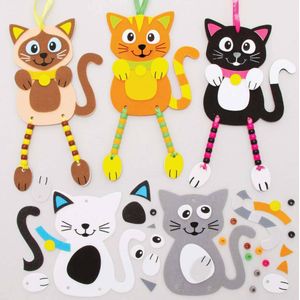 Katten met Wiebel Benen Decoraties  (5 stuks) Knutselset