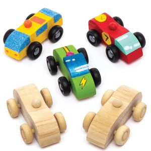 Autootjes van hout (Pak van 5) Knutselen Met Hout