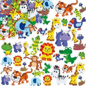 Jungle dieren stickers van foam (96 stuks) Accessoires knutselen