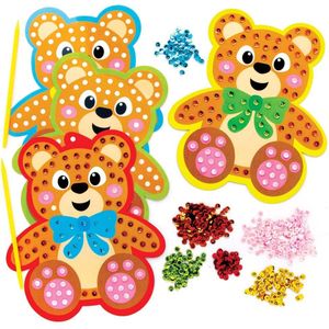 Teddybeer met Pailletten knutselsets  (4 stuks) Knutselset