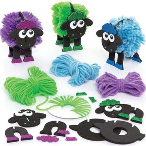 Schaap Magneten met Pom poms  (3 stuks) Knutselset