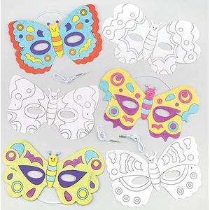 Inkleurbare vlinder maskers van karton (6 stuks) Knutselset