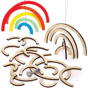 Regenboog houten spiraal decoratiesets  (4 stuks) Knutselen Met Hout