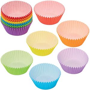regenboogkleuren Feest Cupcake Doosjes  (102 stuks) Feest Versieringen