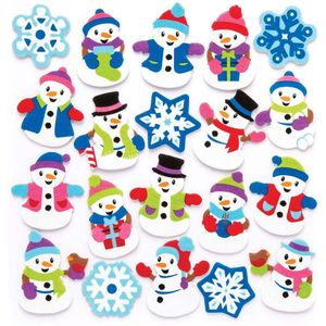 Sneeuwpop stickers van foam (120 stuks) Accessoires knutselen