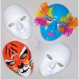 Witte plastic maskers (6 stuks) Knutselspullen