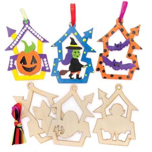 Halloween houten decoraties  (10 stuks) Halloween Knutselen