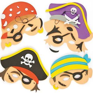 Piraten maskers van foam (4 stuks) Knutselset