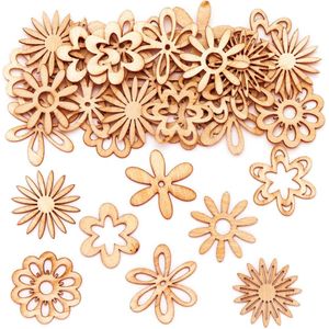 Kleine Bloemen van Hout (45 stuks) DIY knutselen