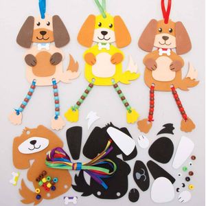 Honden met Wiebel Benen Decoraties  (5 stuks) Knutselset
