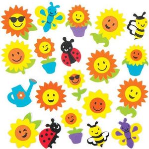 Zonnebloem stickers van foam (120 stuks) Accessoires knutselen