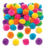 Neonkleur pom poms (84 stuks) Knutselspullen