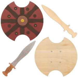 Gladiator houten zwaarden en schilden  (2 stuks) Knutselen Met Hout