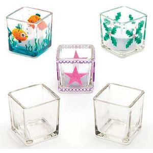Vierkante kaarsenhouders van glas (6 stuks) Knutselset