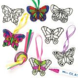 Kleine zonlicht vangende decoraties vlinder  (12 stuks) Knutselset