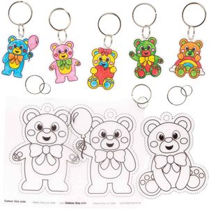 Teddybeer krimpende sleutelhangers  (8 stuks) Knutselset