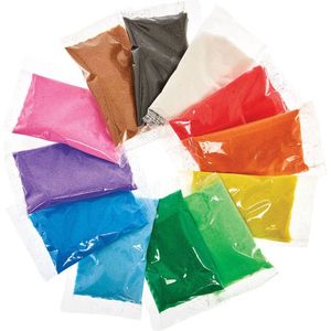 Minizakjes gekleurd zand  (12 stuks) Knutselspullen