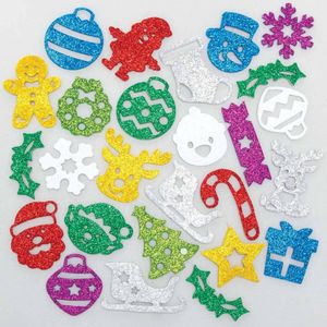 Kerstmis Glitter Stickers van Foam (100 stuks) Kerst Ambachtelijke Benodigdheden