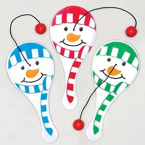 Sneeuwpop batje & bal spelletjes van plastic (6 stuks) Kerstmis Sok Vullers