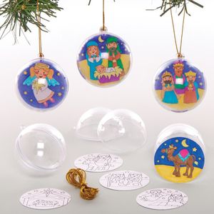 Inkleurbare Kerstballen met Kerstverhaal (8 stuks) Kerst Knutsel Activiteiten