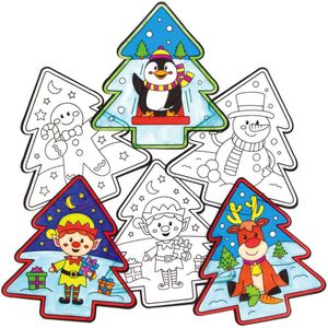 Inkleurbare Kerst Raamdecoraties  (12 stuks) Kerst Knutsel Activiteiten