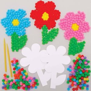 Bloemen met Pompoms  (5 stuks) Knutselset