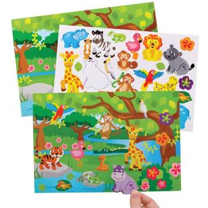 Jungle Dieren Sticker Scene Kits  (5 stuks) Knutselset