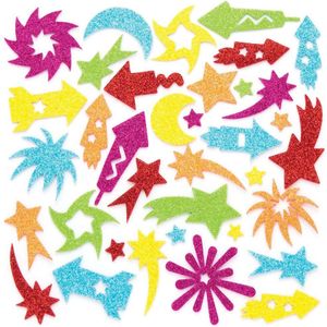 Vuurwerk glitter stickers van foam (120 stuks) Accessoires knutselen